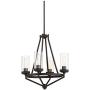 Kane Bronze Chandelier 18 1/2'' Wide Rustic Clear Glass 4-Light Fixture for Dining Room House Foyer Kitchen Island Entryway Bedroom Living Room - Franklin Iron Works