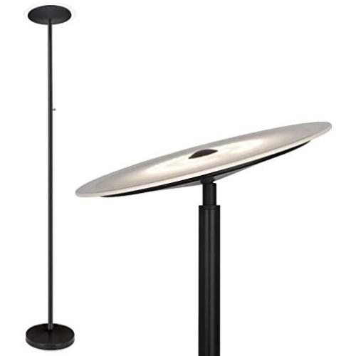 Kira Home Horizon 70'' Modern LED Torchiere Floor Lamp (36W, 250W eq.), Glass Diffuser, Dimmable, Timer and Wall Switch Compatible, Adjustable Head, 3000k Warm White Light, Black Finish