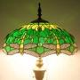 Tiffany Style Floor Standing Lamp W16H64 Inch Tall Green Stained Glass Crystal Bead Dragonfly Shade 2E26 Antique Reading Lighting Resin Base S459 WERFACTORY LAMPS Living Room Bedroom Table Lover Gifts