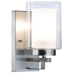 Wall Light 1 Light Bathroom Vanity Lighting with Dual Glass Shade in Brushed Nickel Indoor Modern Wall Mount Light Suitable for Bathroom & Living Room XiNBEi-Lighting XB-W1195-1-BN