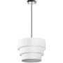 13.5” Modern 1-Light Drum Pendant Chandelier, Linen Fabric Shade, Hanging Pendant Light Fixture, Adjustable Height, Brushed Nickel Finish, for Dining Room, Kitchen (White)