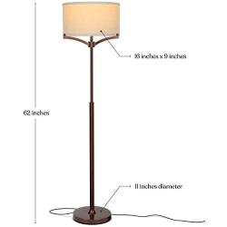 Brightech Elijah Modern Floor Lamp for Bedrooms – Mid Century Free Standing Light for Living Room or Office Bright Lighting — Tall Reading Indoor Pole Lamp with Drum Shade - with LED Bulb - Bronze