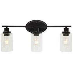 BONLICHT Vintage Industrial Bathroom Light Fixtures Black 3 Lights Modern Vanity Lights Wall Sconce with Clear Glass Shade for Living Room Hallway Bedroom