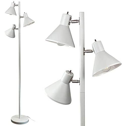 Dorm 3 Light Floor Lamp with 3 Adjustable Reading Room Lights by Lightaccents - Tree Style Standing Lamp with Adjustable Lights - Floor Standing Pole Light - Living Room Lamp (White)