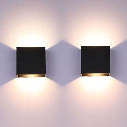 Lightess LED Wall Sconce 10W, Set of 2 Modern Wall Lamp Black, Up Down Wall Mount Lights Mini Metal for Living Room Bedroom Hallway Decor, Warm White, O1185TP