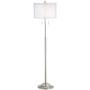 Roxie Modern Floor Lamp Brushed Steel Sheer and Linen Double Drum Shade for Living Room Reading Bedroom Office - Possini Euro Design