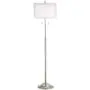 Roxie Modern Floor Lamp Brushed Steel Sheer and Linen Double Drum Shade for Living Room Reading Bedroom Office - Possini Euro Design