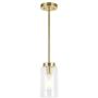 VINLUZ One Light Chandeliers Modern Clear Glass Pendant Lighting Brushed Brass Dining Room Lighting Fixtures Hanging Contemporary Lamp Semi Flush Mount Ceiling Lights