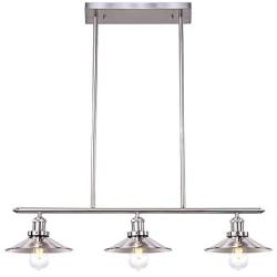 Wellmet 3 Lights Modern Pendant Lighting for Kitchen Island, Farmhouse Chandelier Dining Room Lighting Fixtures Hanging with Brushed Nickel Finish,Chandeliers Height Adjustable for Pool Table (Silver)