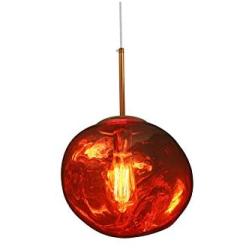 RUNNUP Modern Pendant Light Creative Single Light 12'' Hanging Lamp with Melt Glass Shade in Red for Dining Rooms,Living Room