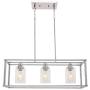 VINLUZ Modern Chandeliers 3 Lights with Clear Glass Shade Chrome Linear Pendant Lighting Industrial Dining Room Light Fixture Hanging Ceiling Light for Bar Kitchen Island