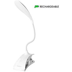 Macally LED Clip On Lamp for Desk or Bed - Great for Reading - 16 Long Lasting LEDs, 3 Brightness Levels USB Rechargeable - Clamp to Headboard, Nightstand, or Desk - Adjustable 17” Clip On Book Light