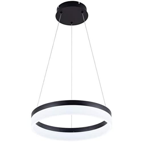 ROYAL PEARL LED Pendant Light Modern Chandelier 1680lm 24W Flush Mount Pendant Lamp for Living Room Bedroom Office Black, 6000k