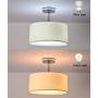 Modern 2-Light Semi Flush Mount Ceiling Light Fixture Drum Light with Linen Fabric Shade for Bar, Dining Room, Corridor,Kitchen,Living Room Hallway Bathroom. LED Bulb(not Include)
