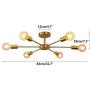 Modo Lighting Flush Mount Ceiling Lighting Sputnik Chandelier Fixture Brushed Brass 6-Light Mid-Century Pendant Light for Dining Room Bedroom