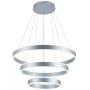 ROYAL PEARL Modern Pendant Light Not Dimmable LED Circular Modern Chandelier with 3 Rings Adjustable Contemporary Pendant Lighting for Living Dining Room Bedroom, 160W 11200LM Cool White 6000K, Silver