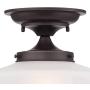 Schoolhouse Floating Ceiling Light Semi Flush Mount Fixture Bronze 12'' White Glass for Bedroom Kitchen - Regency Hill