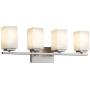 Zeyu 4-Light Bathroom Light Fixture, Vanity Light for Bathroom Living Room 26 Inch, Brushed Nickel Finish with Frosted Glass Shade, 6106-4 BN