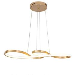 Modern Chandelier Circular LED Dimmable 77W 1 Linear Chandelier LED Acrylic Pendant Chandeliers Lighting Contemporary Dining Table Entry Kitchen Island with Remote Hanging Light (Golden-77W)