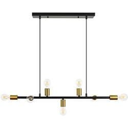 Kitchen Island Lighting 7-Light Modern Linear Pendant Light with Antique Brass Socket Finish Chandelier Light Fixtures for Dinning Room Living Room