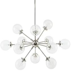 Ink+Ivy Paige Twelve Modern Chandeliers-Height Adjustable, Plated Finish, Glass Sphere Shades Pendant Sputnik Ligthing Lamp Ceiling Dining Room Lighting Fixtures Hanging, LED Compatible, Silver