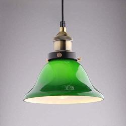 HTRUIYA Green Glass Hanging Light ，Creative Industrial Edison Vintage Style Home Lighting Restaurant Bedroom Living Room Retro Emerald Green Glass Pendant Light