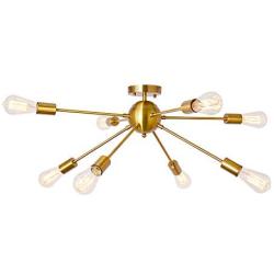 PUMING Sputnik Chandeliers 8 Lights Modern Pendant Lighting for Living Room Bedroom Kitchen Bathroom Foyer Entryway, Gold