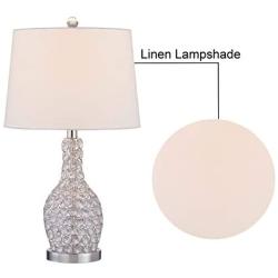 Maxax Crystal Table Lamps Set of 2 with White Fabric Shade, 3-Way Dimmable Decorative Bedside Nightstand Desk Lamps for Living Room Bedroom Dining Room Kitchen, Chrome Finish