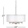 Caliari Brushed Nickel Pendant Chandelier 22'' Wide Modern Double Shade 6-Light Fixture for Dining Room House Foyer Kitchen Island Entryway Bedroom Living Room - Possini Euro Design