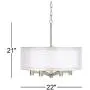 Caliari Brushed Nickel Pendant Chandelier 22'' Wide Modern Double Shade 6-Light Fixture for Dining Room House Foyer Kitchen Island Entryway Bedroom Living Room - Possini Euro Design