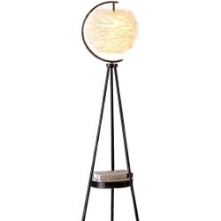 Chnzyr Nordic Feather Floor Lamp, Beautify Standing Light with Feather Lamp Shade, Tripod Reading Lamp, for Living Room, Bedroom, Bedside, Office, Study Room, Warm White,Black