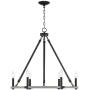 Caroline Black Painted Wood Wagon Wheel Chandelier 28'' Wide Rustic Farmhouse 6-Light Fixture for Dining Room House Foyer Kitchen Island Entryway Bedroom - Franklin Iron Works