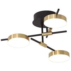 3 Lights Gold Flush Mount Ceiling Light, 30W LED Sputnik Chandelier for Living Room Dining Room Kitchen Island Bedroom Office