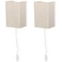 Wallniture Asian Wall Lamp with Toggle Switch, Living Room Decor Rice Paper Lamp Shade with Light Bulbs, Cream Set of 2