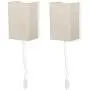 Wallniture Asian Wall Lamp with Toggle Switch, Living Room Decor Rice Paper Lamp Shade with Light Bulbs, Cream Set of 2