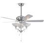 RS Lighting 52 inch Crystal Ceiling Fan Chandelier Fandelier With Sparkle and Shine Lights 5 Blades Chrome Pull Chain Home Decoration Modern for Living Room Bedroom