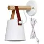 Kiven Iron Art Belt Wall Lamp UL Certification Plug-in Button Cord Lighting Round Bucket Loft Style Wall Lamp for Bathroom Dining Room Cafe Bulbs Not Included (White)