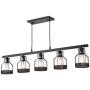 5-Light Industrial Pendant Lighting, Metal Caged Vintage Hanging Pendant Light, Rustic Pendant Light Fixture for Kitchen Dining Room, E26 Base Edison Island Lights(Bulb Not Included)