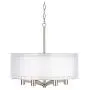 Caliari Brushed Nickel Pendant Chandelier 22'' Wide Modern Double Shade 6-Light Fixture for Dining Room House Foyer Kitchen Island Entryway Bedroom Living Room - Possini Euro Design