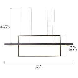 Leniure Black Modern Square Cube LED 2-Light Pendant Lamp Chandelier Lighting Fixture 33.5'' Wide 15'' Deep 11.8'' High, Warm White 3000K