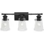 VINLUZ Farmhouse 3-Lights Vanity Lighting Fixtures for Bathroom Matte Black with Tapered Clear Glass Wall Mount Light Industrial Rustic Lights Wall Lighting Living Room Dining Room Bedroom VINLUZ Farmhouse 3-Lights Vanity Lighting Fixtures for Bathroom Matte Black with Tapered Clear Glass Wall Mount Light Industrial Rustic Lights Wall Lighting Living Room Dining Room Bedroom