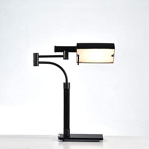 BICCQ Table lamp Rotatable Iron Craft Table Lamp Black Leather Scandinavian Modern Living Room Bedroom Bedside Study Creative Personality Desk Reading Light 45 54cm