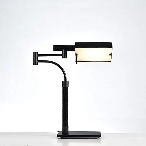 BICCQ Table lamp Rotatable Iron Craft Table Lamp Black Leather Scandinavian Modern Living Room Bedroom Bedside Study Creative Personality Desk Reading Light 45 54cm BICCQ Table lamp Rotatable Iron Craft Table Lamp Black Leather Scandinavian Modern Living Room Bedroom Bedside Study Creative Personality Desk Reading Light 45 54cm