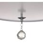 LITFAD Modern LED Ceiling Lamp Grand White Fabric Drum Shade Semi Flush Ceiling Lights Adorned with Polished Chrome Finish Iron Base and Clear Crystal Ball Pendant Light for Hotel Bedroom Living Room