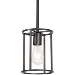 VINLUZ 1-Light Fixture Contemporary Modern Pendant Lighting Black Metal Cage Chandelier Round, Rustic Kitchen Island Lights Fixtures Ceiling Hanging Dining Room Bed Room Hallway