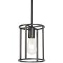 VINLUZ 1-Light Fixture Contemporary Modern Pendant Lighting Black Metal Cage Chandelier Round, Rustic Kitchen Island Lights Fixtures Ceiling Hanging Dining Room Bed Room Hallway