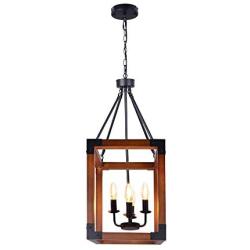 KOSTOMO Wood Chandelier Farmhouse Metal Ceiling Light Vintage Pendant Lighting Antique Retro Rustic Loft Lamp Vintage Pipe Sconce Kichen Decorative Light Fixtures