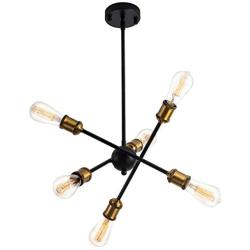 Weesalife Sputnik Chandeliers 6 Lights Modern Pendant Lighting, Mid Century Ceiling Light Fixtures for Kitchen Dining Room Living Room