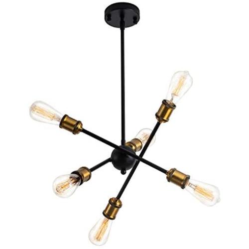 Weesalife Sputnik Chandeliers 6 Lights Modern Pendant Lighting, Mid Century Ceiling Light Fixtures for Kitchen Dining Room Living Room
