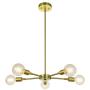 XiNBEi Lighting Chandeliers, 5 Light Brass Pendant Lighting with LED Bulbs for Kitchen & Dining Room XB-C1211-5-SB